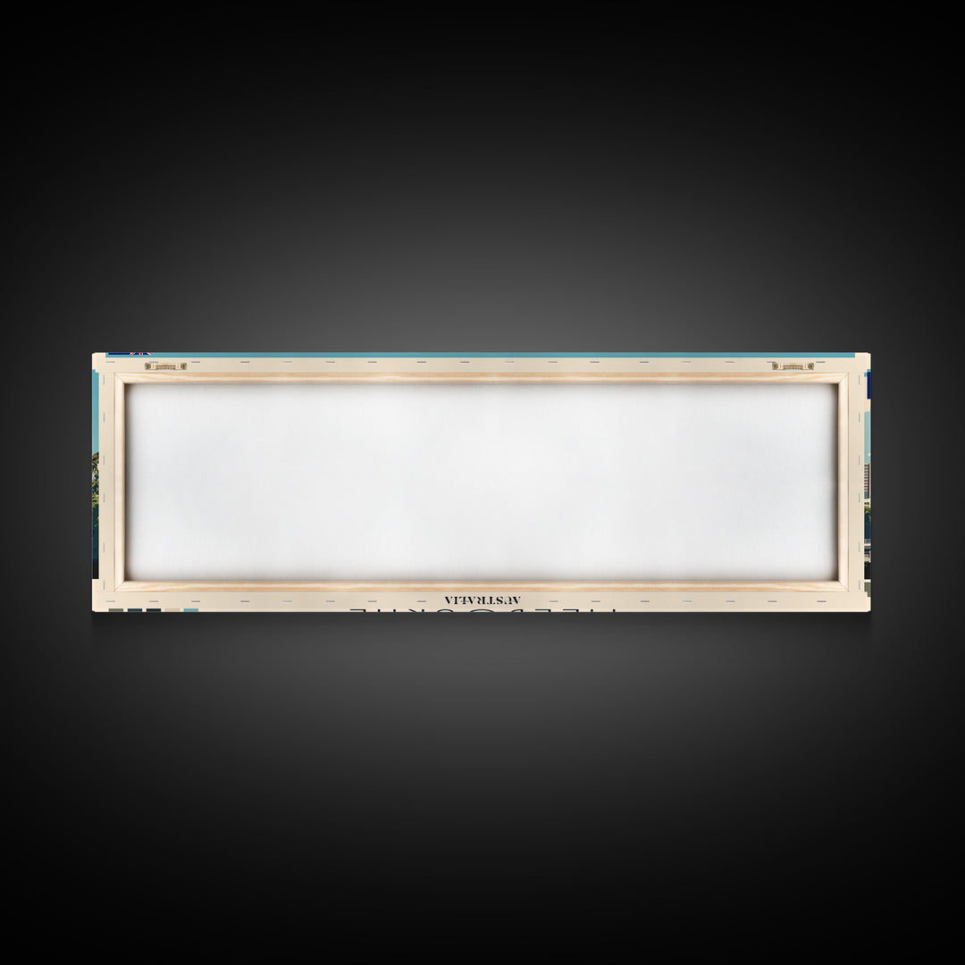 Melbourne, Australia Panoramic Canvas Print, Melbourne, Australia Painting, Australia Art, Melbourne Travel Poster, Travel Art, Guest Room Painting
