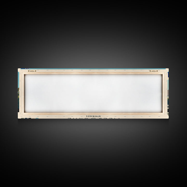 Melbourne, Australia Panoramic Canvas Print, Melbourne, Australia Painting, Australia Art, Melbourne Travel Poster, Travel Art, Guest Room Painting