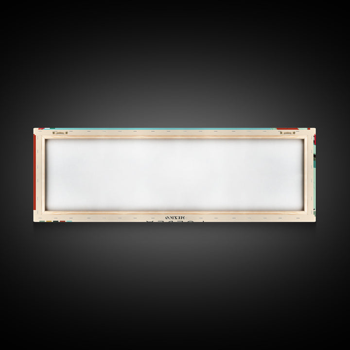 Puebla, Mexico Panoramic Canvas Print, Puebla, Mexico Painting, Mexico Art, Puebla Travel Poster, Travel Art, Living Room Painting