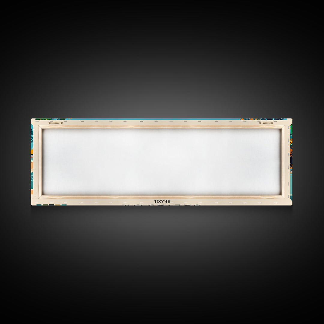 Salvador, Brazil Panoramic Canvas Print, Salvador, Brazil Painting, Brazil Art, Salvador Travel Poster, Travel Art, Guest Room Painting