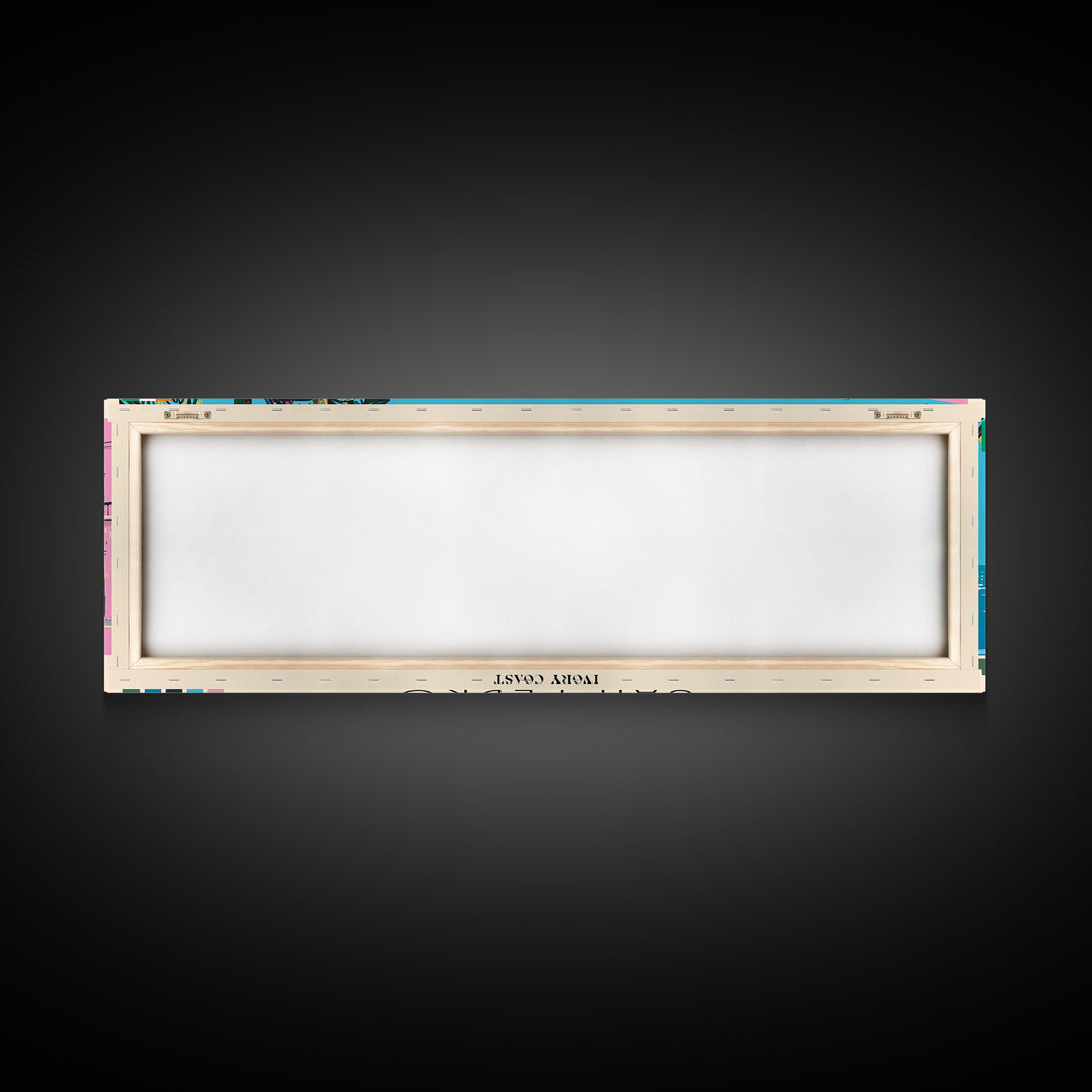 San-Pedro, Ivory Coast Panoramic Canvas Print, San-Pedro, Ivory Coast Painting, Ivory Coast Art, San-Pedro Travel Poster, Travel Art, Vacation Gift