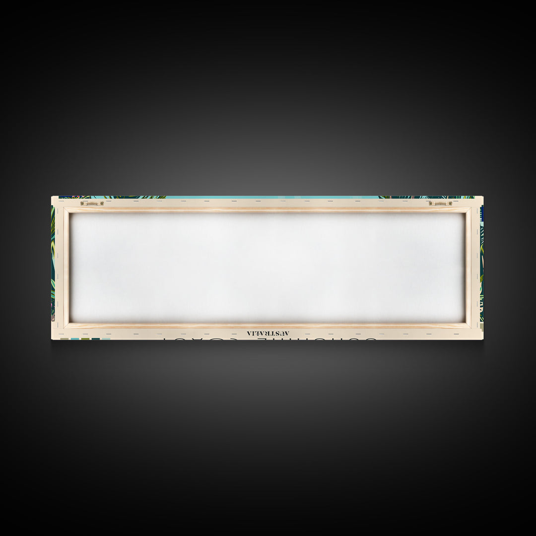 Sunshine Coast, Australia Panoramic Canvas Print, Sunshine Coast, Australia Painting, Australia Art, Sunshine Coast Travel Poster, Travel Art, Guest Room Painting