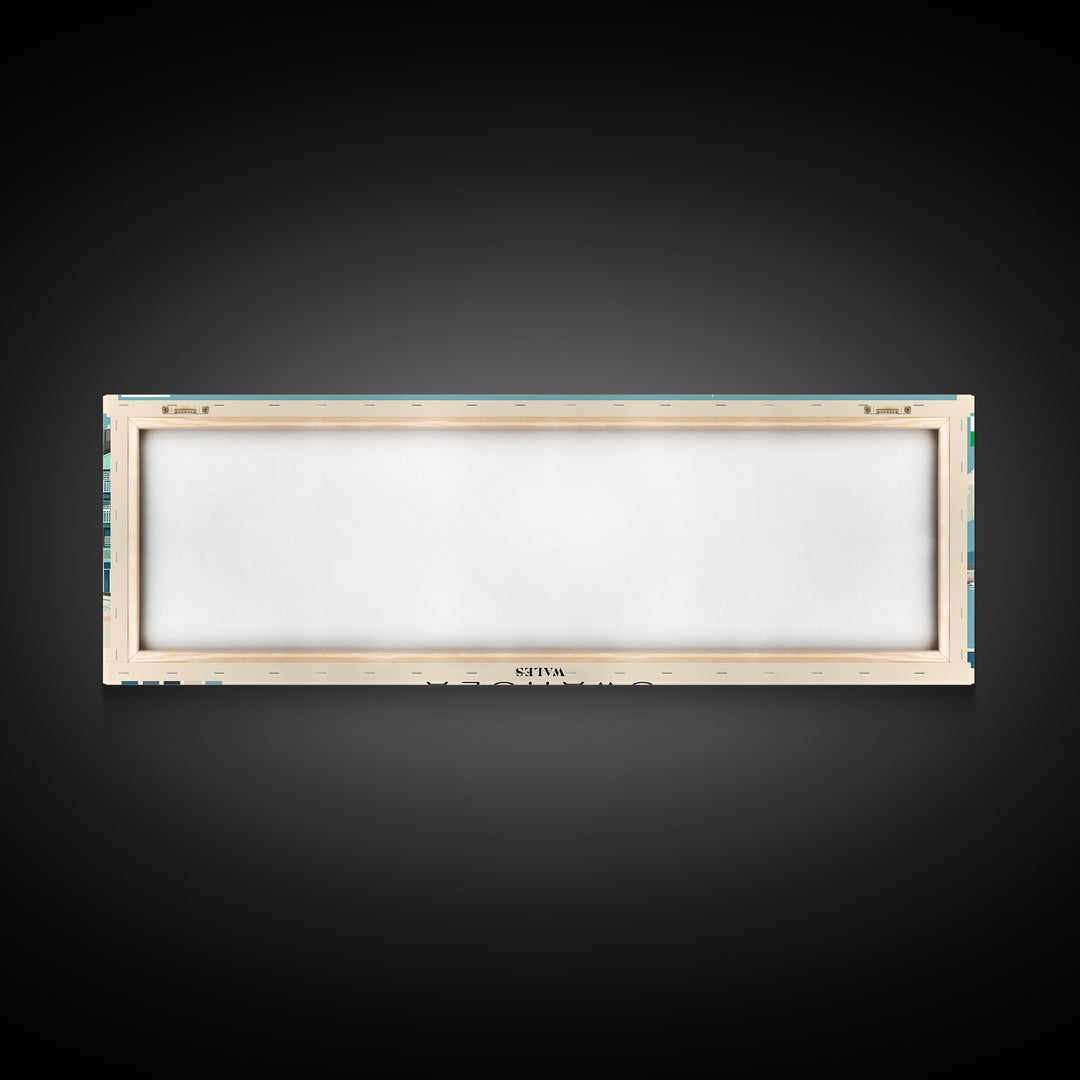 Swansea, Wales Panoramic Canvas Print, Swansea, Wales Painting, Wales Art, Swansea Travel Poster, Travel Art, Housewarming Gift