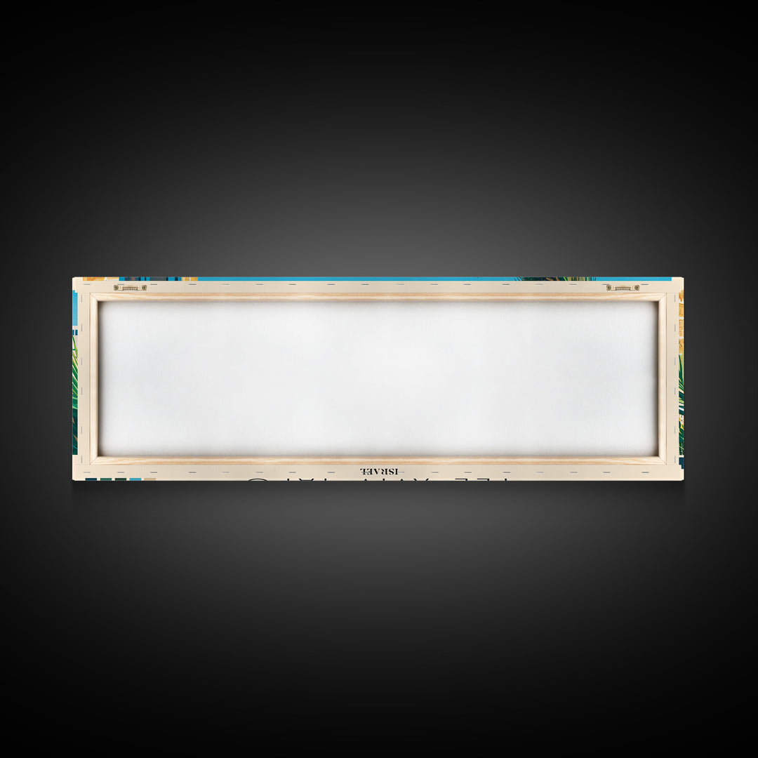 Tel Aviv-Yafo, Israel Panoramic Canvas Print, Tel Aviv-Yafo, Israel Painting, Israel Art, Tel Aviv-Yafo Travel Poster, Travel Art, Living Room Painting