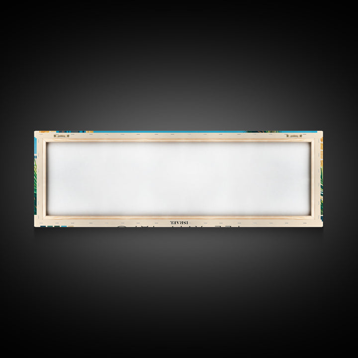 Tel Aviv-Yafo, Israel Panoramic Canvas Print, Tel Aviv-Yafo, Israel Painting, Israel Art, Tel Aviv-Yafo Travel Poster, Travel Art, Living Room Painting