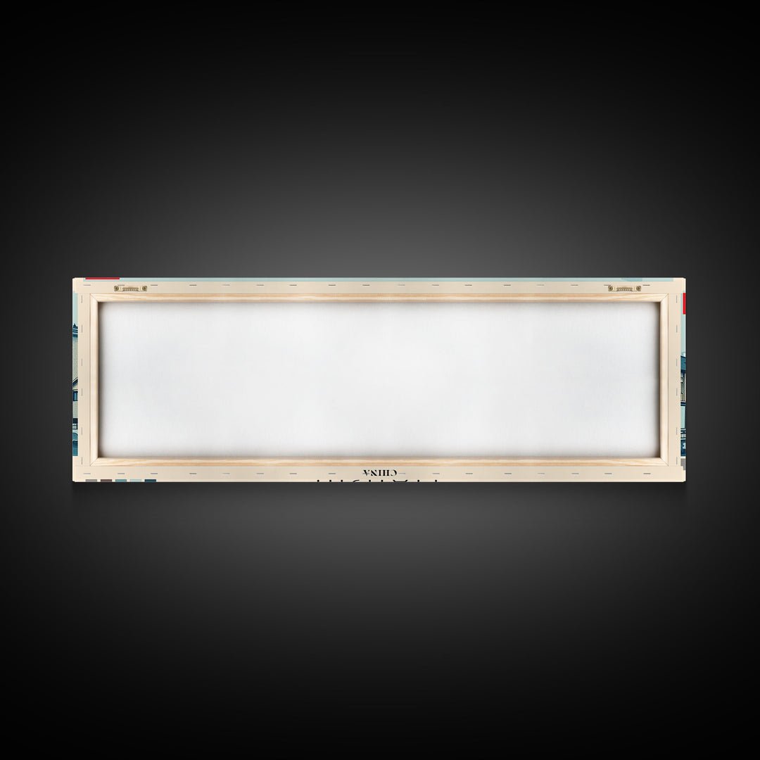 Tianjin, China Panoramic Canvas Print, Tianjin, China Painting, China Art, Tianjin Travel Poster, Travel Art, Vacation Gift