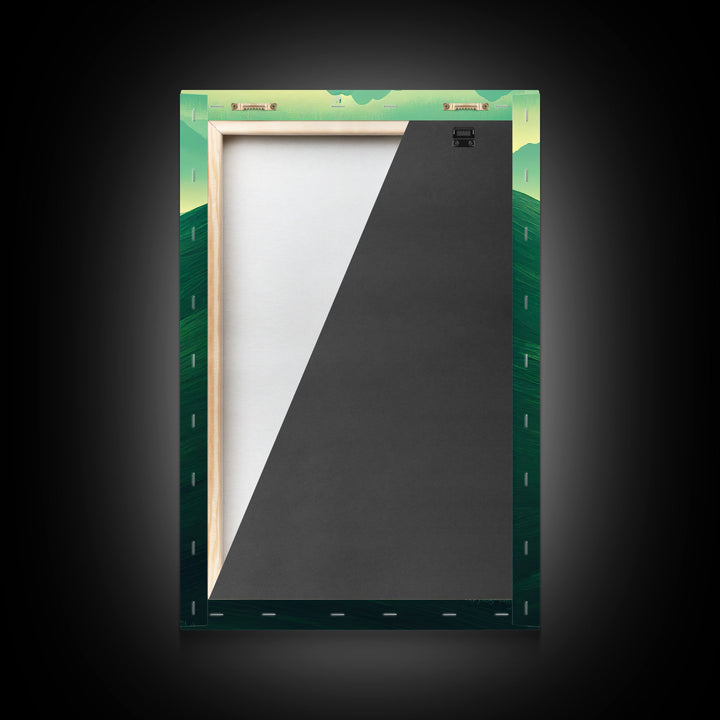 Emerald Green Landscape, Rolling Hills of Ireland, Framed Canvas Print, Ready To Hang Framed Wall Art, Living Room Wall Hanging