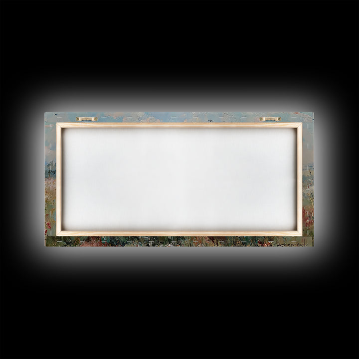 Seated Angel Holding Baby In Daisy Wildflower Meadow Framed Canvas Print, Christian Nursery Wall Art, Spiritual Home Decor