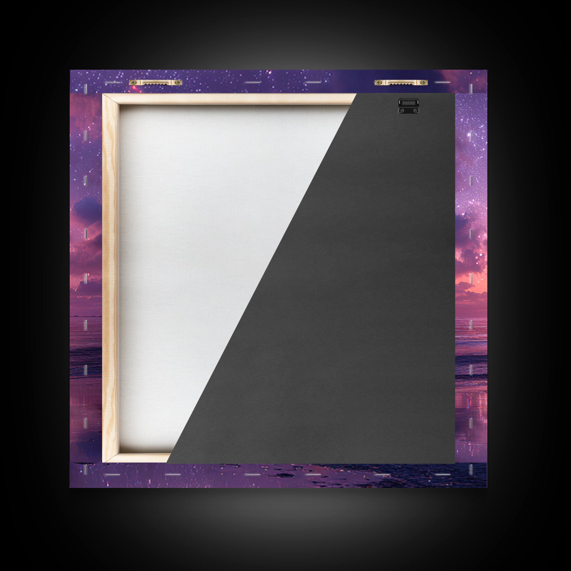 Dreamy Starlit Ocean Sunset Wall Art, Purple Night Sky Seascape Canvas Print, Calming Coastal Decor, Bedroom Artwork