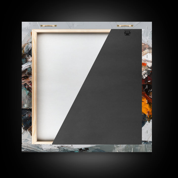 Viking Duel With Swords And Shields Canvas Print, Abstract Warrior Battle Painting, Dynamic Modern Wall Art For Game Room