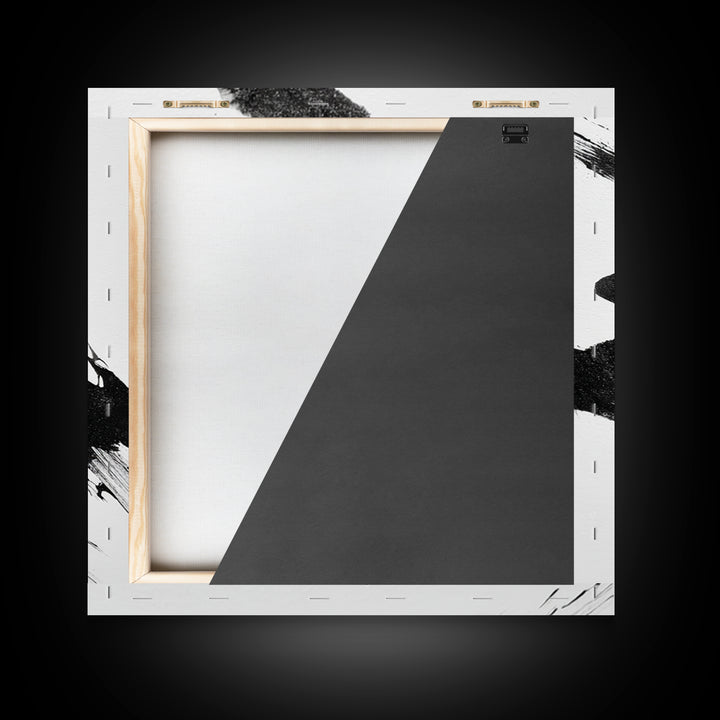 Zen Japanese Calligraphy Flow Wall Art, Minimal Black And White Ink Framed Canvas Print, Modern Asian Decor
