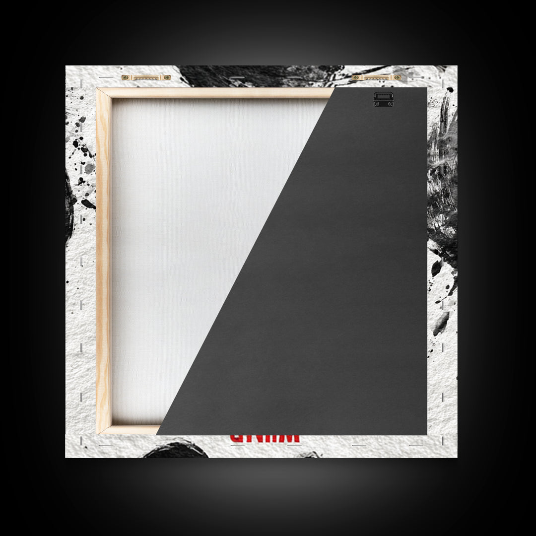 Japanese Ink Wind Symbol Wall Art, Black And White Zen Calligraphy Canvas Print, Minimalist Japanese Wall Decor, Zen Home