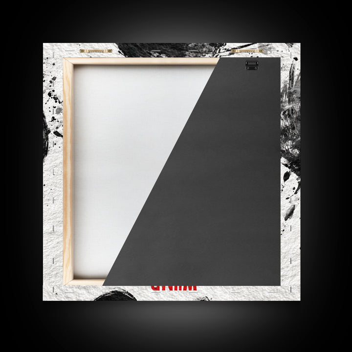 Japanese Ink Wind Symbol Wall Art, Black And White Zen Calligraphy Canvas Print, Minimalist Japanese Wall Decor, Zen Home