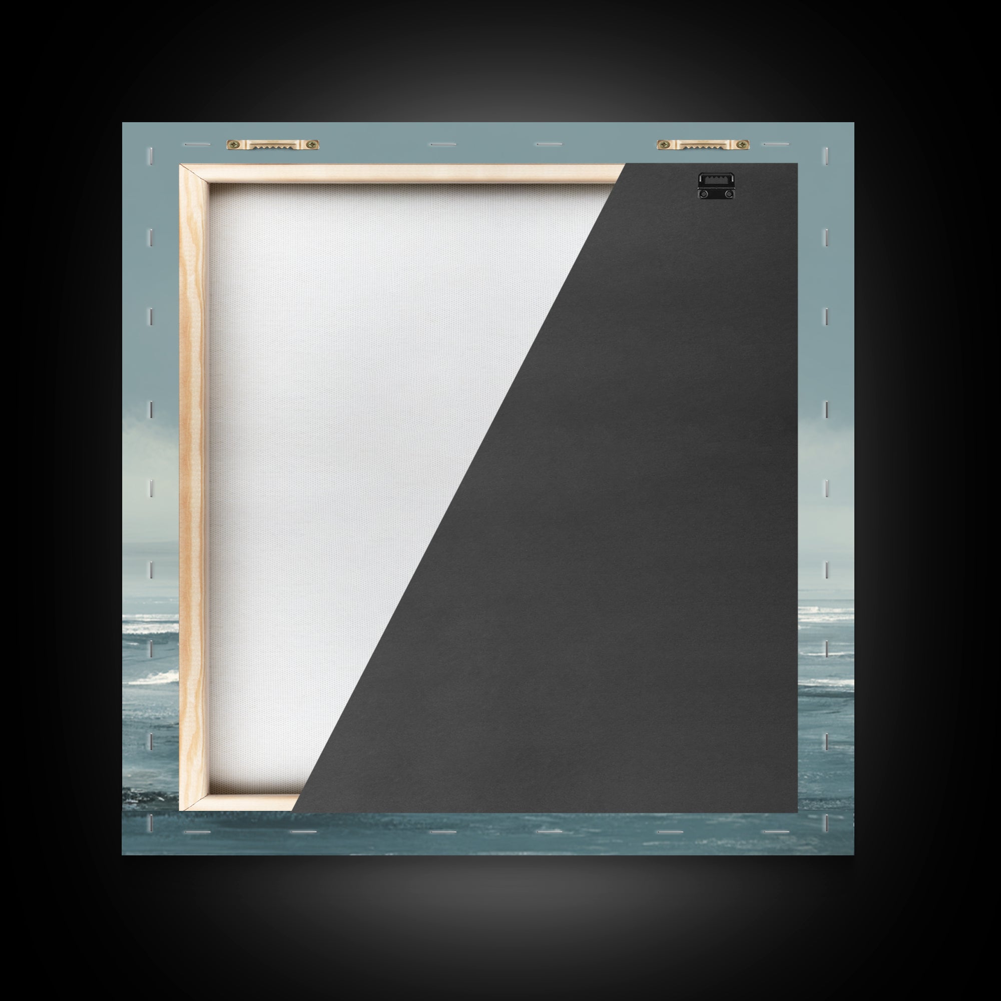 Calming Ocean Horizon With Breathe Text Wall Art, Minimal Coastal Landscape Print, Zen Living Room Decor Canvas Print