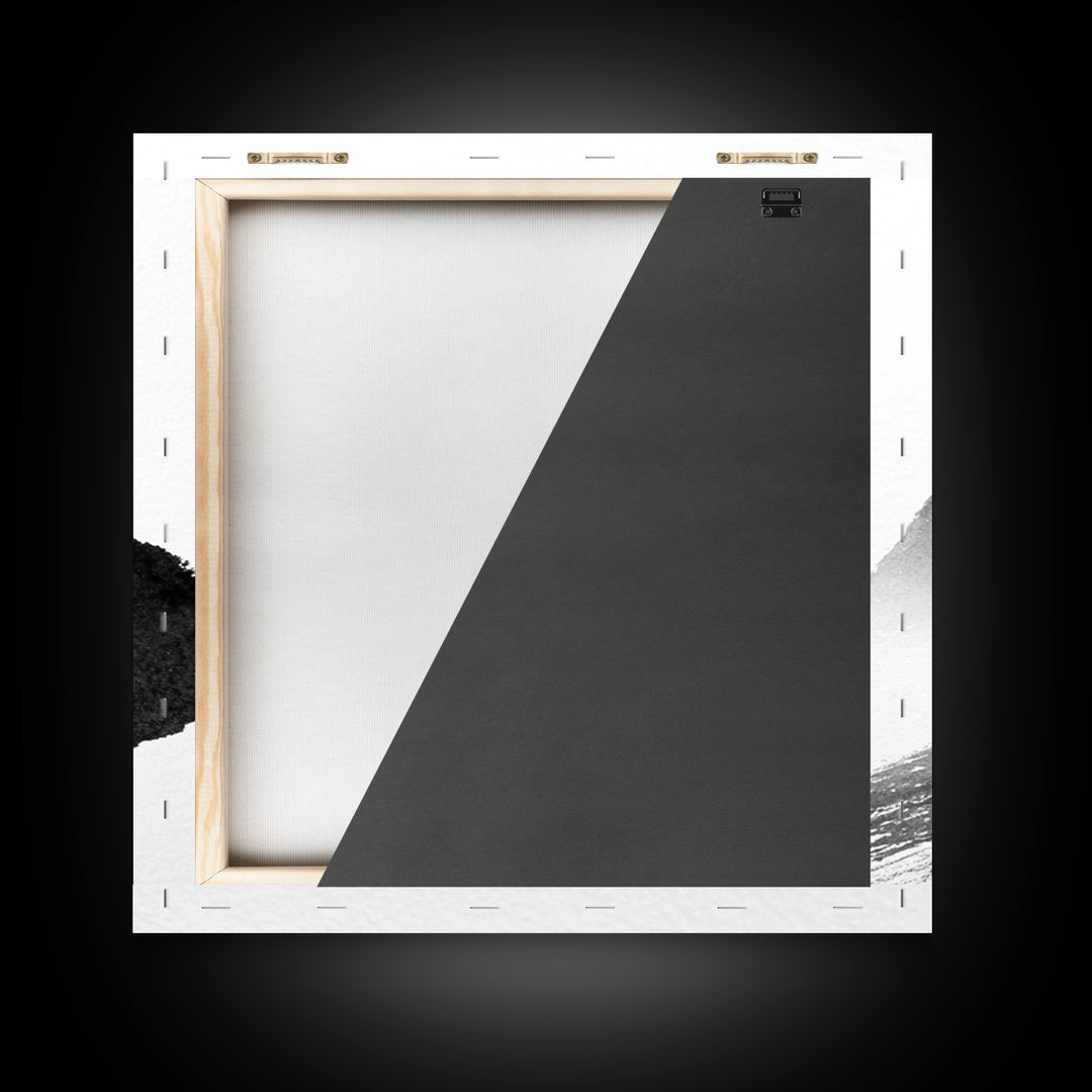 Minimalist Ink Mountain Brushstroke Wall Art, Black And White Abstract Canvas Print For Japandi Modern Home Decor