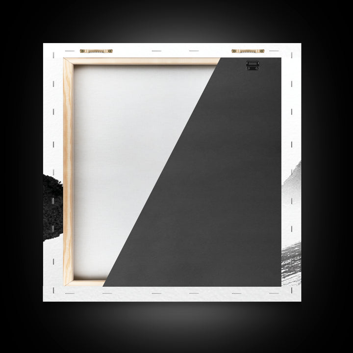 Minimalist Ink Mountain Brushstroke Wall Art, Black And White Abstract Canvas Print For Japandi Modern Home Decor