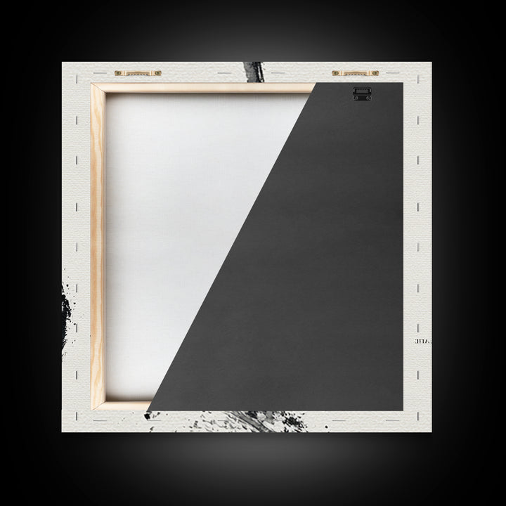 Minimal Black Ink Brushstroke Abstract Wall Art, Modern Zen Line Framed Canvas Print, Monochrome Contemporary Decor