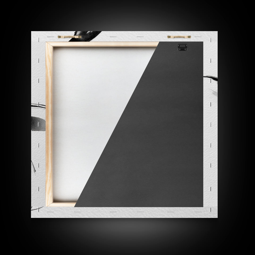 Black And White Ink Butterfly Minimalist Wall Art, Modern Abstract Brushstroke Print, Elegant Monochrome Framed Canvas