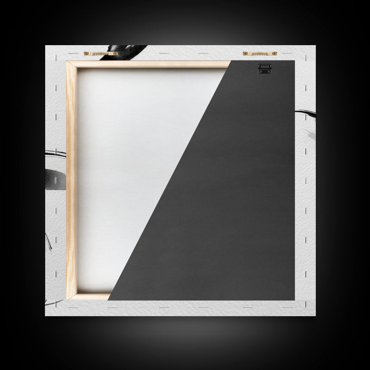 Black And White Ink Butterfly Minimalist Wall Art, Modern Abstract Brushstroke Print, Elegant Monochrome Framed Canvas