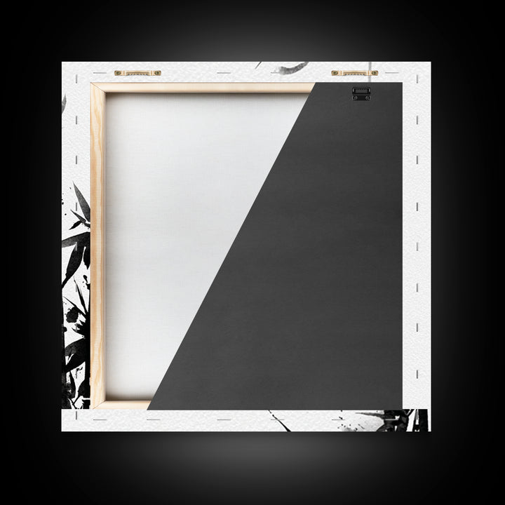 Minimalist Ink Bamboo Wall Art, Black And White Japanese Painting Canvas Print, Modern Zen Home Decor