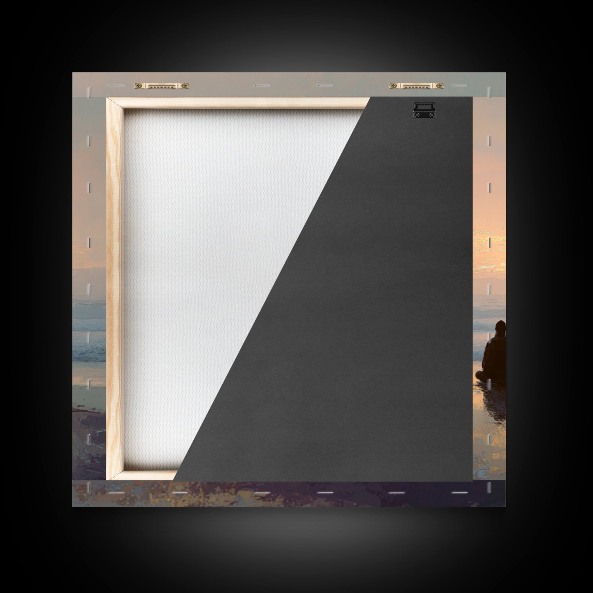 Meditation On Beach At Sunrise Wall Art, Minimalist Zen Seascape Canvas Print For Calming Bedroom Or Yoga Room Decor