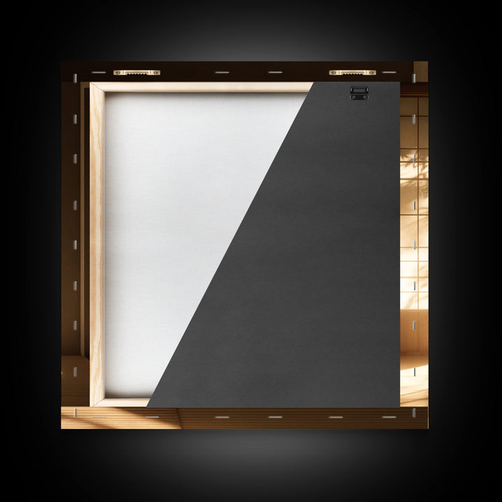 Minimal Japandi Zen Room With Garden View Wall Art, Serene Japanese Interior Framed Canvas Print