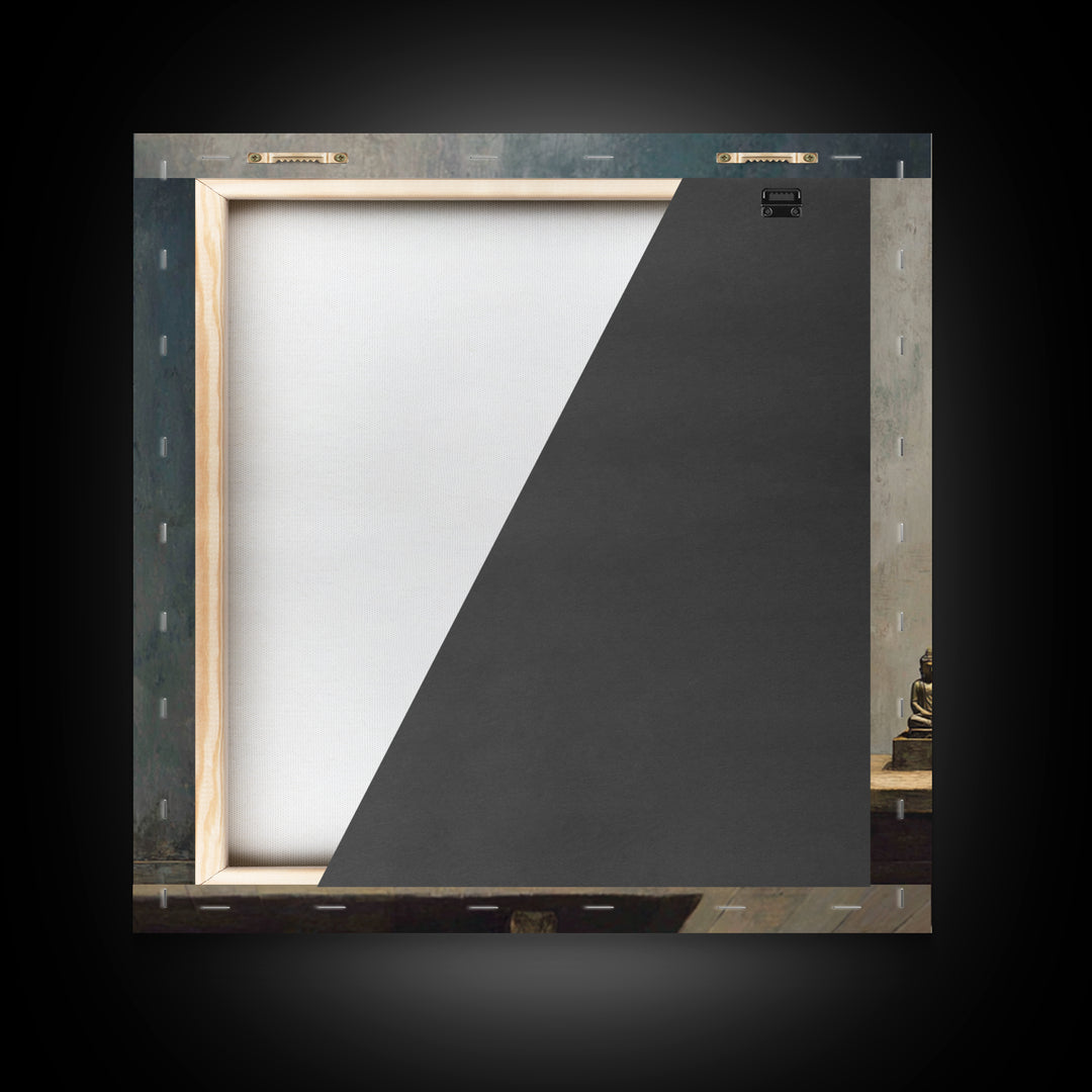 Zen Buddha Altar Candlelight Wall Art Minimalist Wabi Sabi Room Decor Calming Neutral Canvas Print Meditation Room Wall Decor