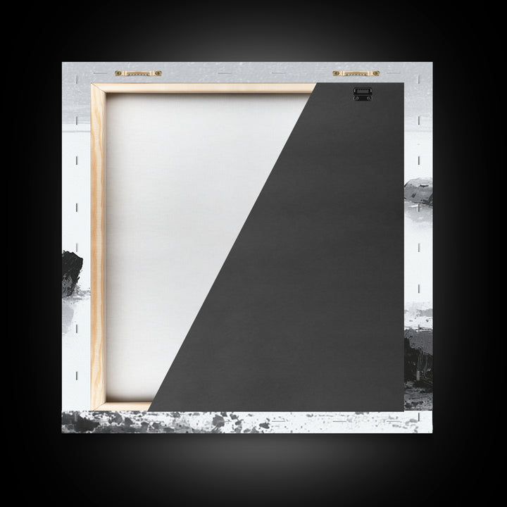 Minimal Zen Stepping Stones Wall Art, Black And White Japanese Canvas Print, Calming Wabi Sabi Decor For Home