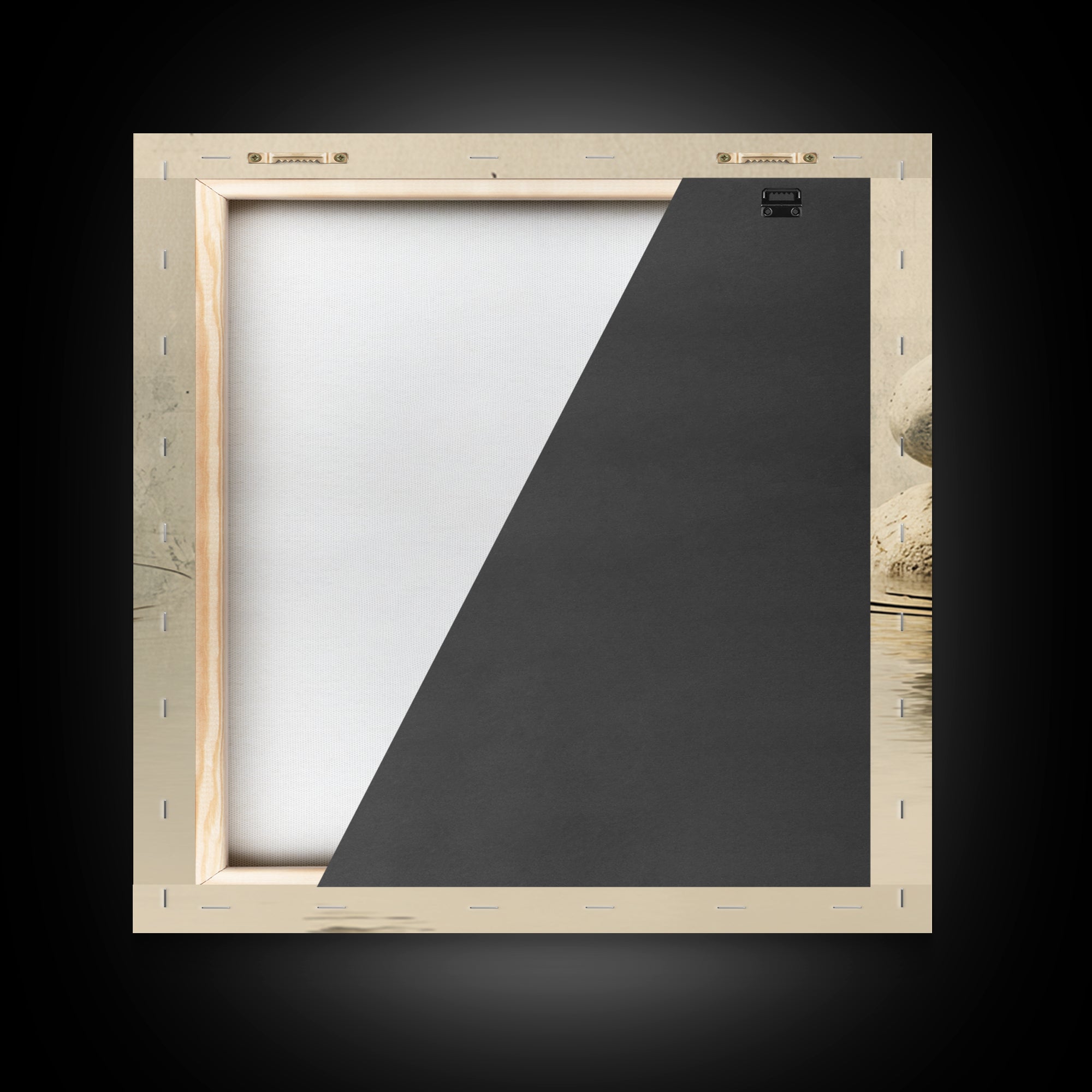 Minimal Zen Rock Stack In Still Water Wall Art, Neutral Japandi Canvas Print, Calming Wabi Sabi Decor For Modern Home