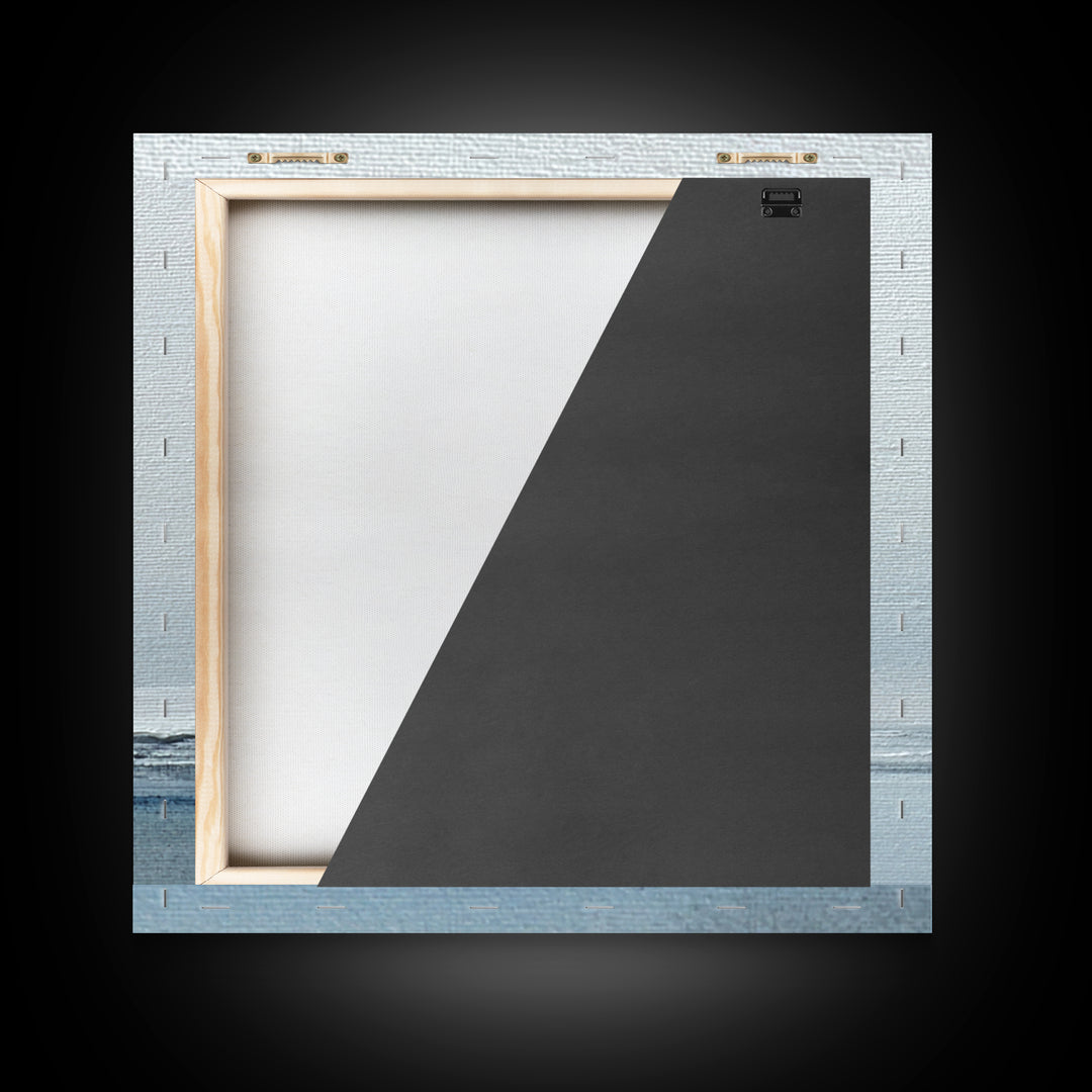 Minimal Misty Seascape In Soft Grey And Blue Wall Art, Neutral Abstract Ocean Canvas Print For Modern Decor