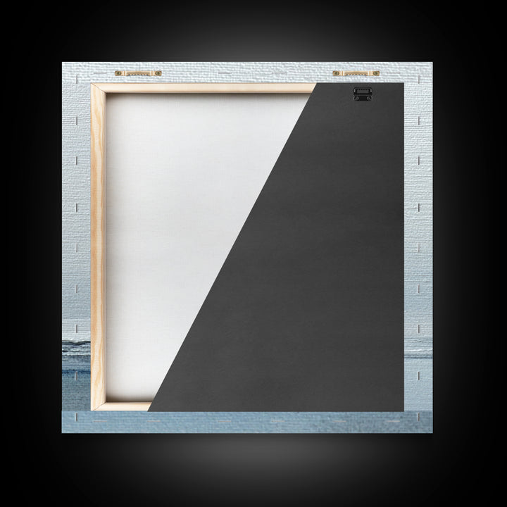 Minimal Misty Seascape In Soft Grey And Blue Wall Art, Neutral Abstract Ocean Canvas Print For Modern Decor