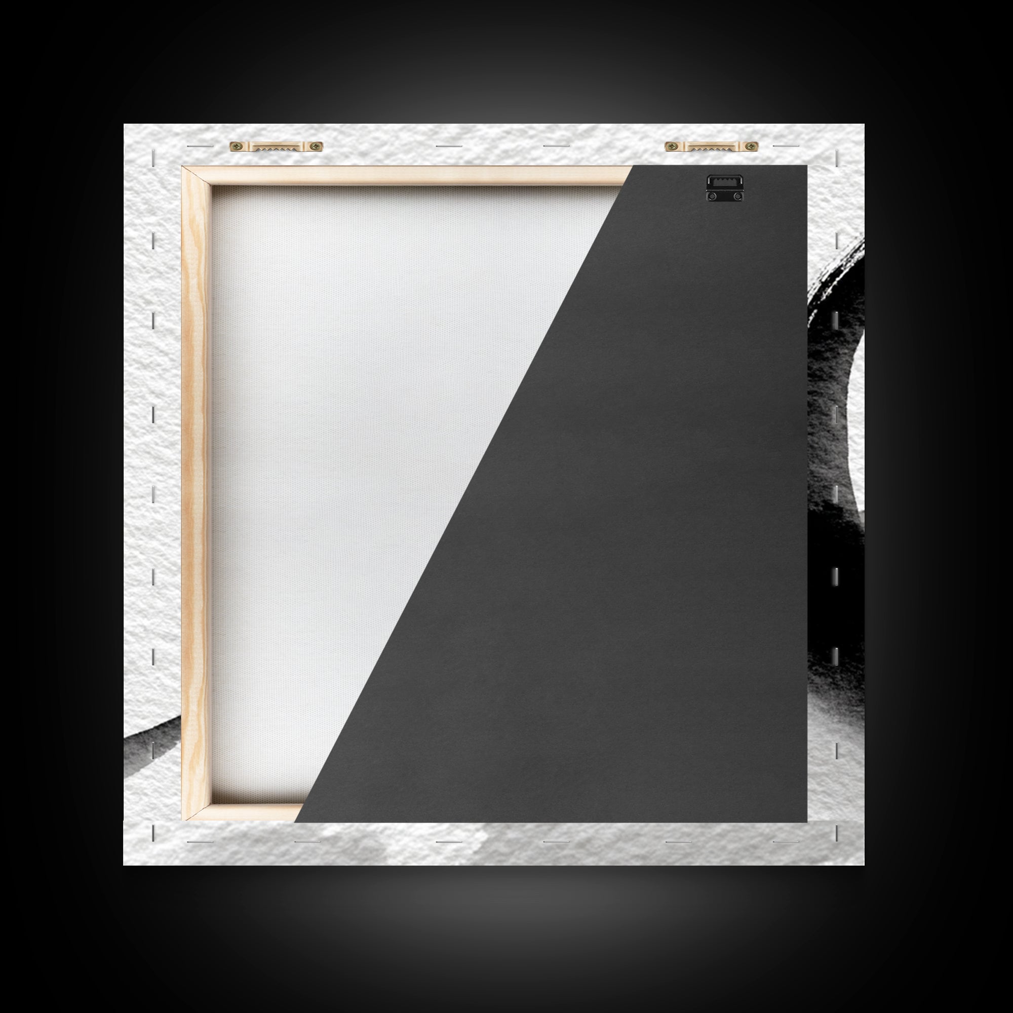 Black Ink Crescent Brushstroke Minimalist Abstract Wall Art, Japandi Zen Decor, Modern Canvas Print