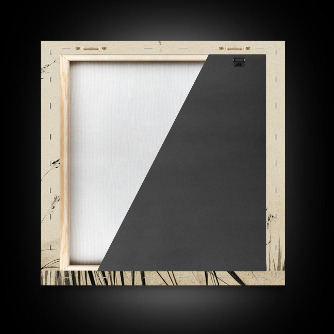 Delicate Black And White Minimalist Floral Wall Art With Grass Stalks Canvas Print Perfect For Modern Home Decor And Living Room Wall