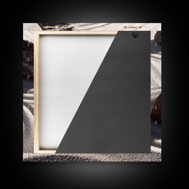 Minimalist Zen Rock Garden Wall Art, Neutral Japanese Canvas Print, Wabi Sabi Decor, Calming Modern Bedroom And Spa Wall Art