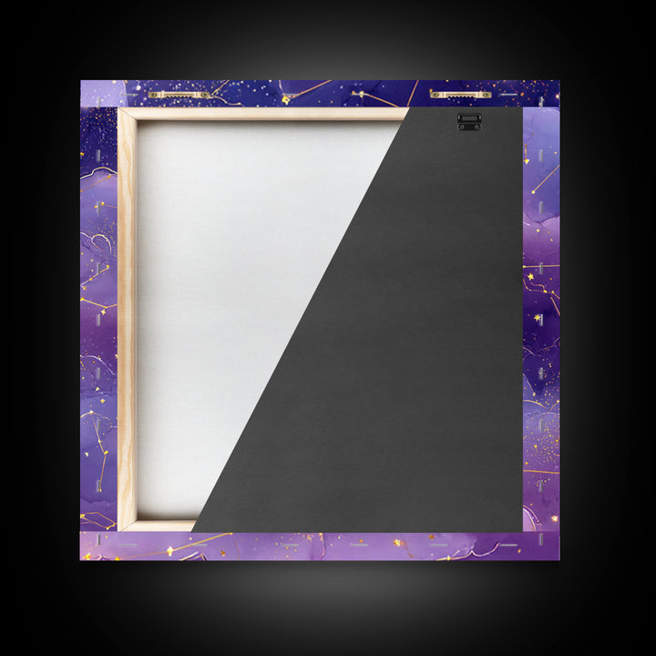 Purple Constellation Clouds Canvas Print, Celestial Wall Art, Astrology Decor, Starry Night Sky Nursery And Bedroom Decor
