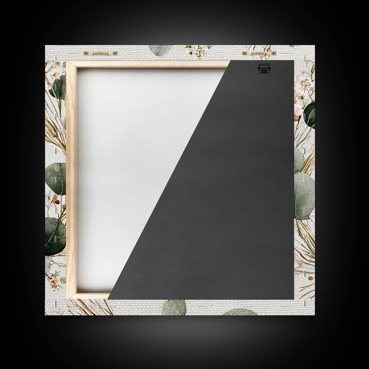 Eucalyptus Wreath Botanical Wall Art, Minimalist Canvas Print, Sage Green Floral Decor, Farmhouse Entryway Housewarming Gift