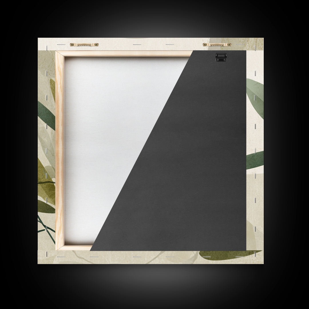 Olive Branch Botanical Wall Art, Sage Green Neutral Canvas Print, Minimalist Nature Decor, Japandi Living Room Wall Decor