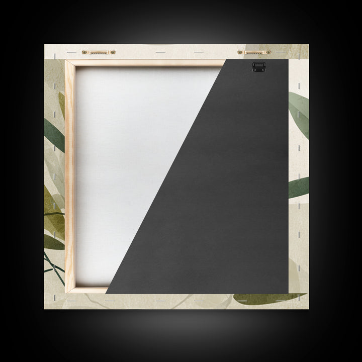 Olive Branch Botanical Wall Art, Sage Green Neutral Canvas Print, Minimalist Nature Decor, Japandi Living Room Wall Decor