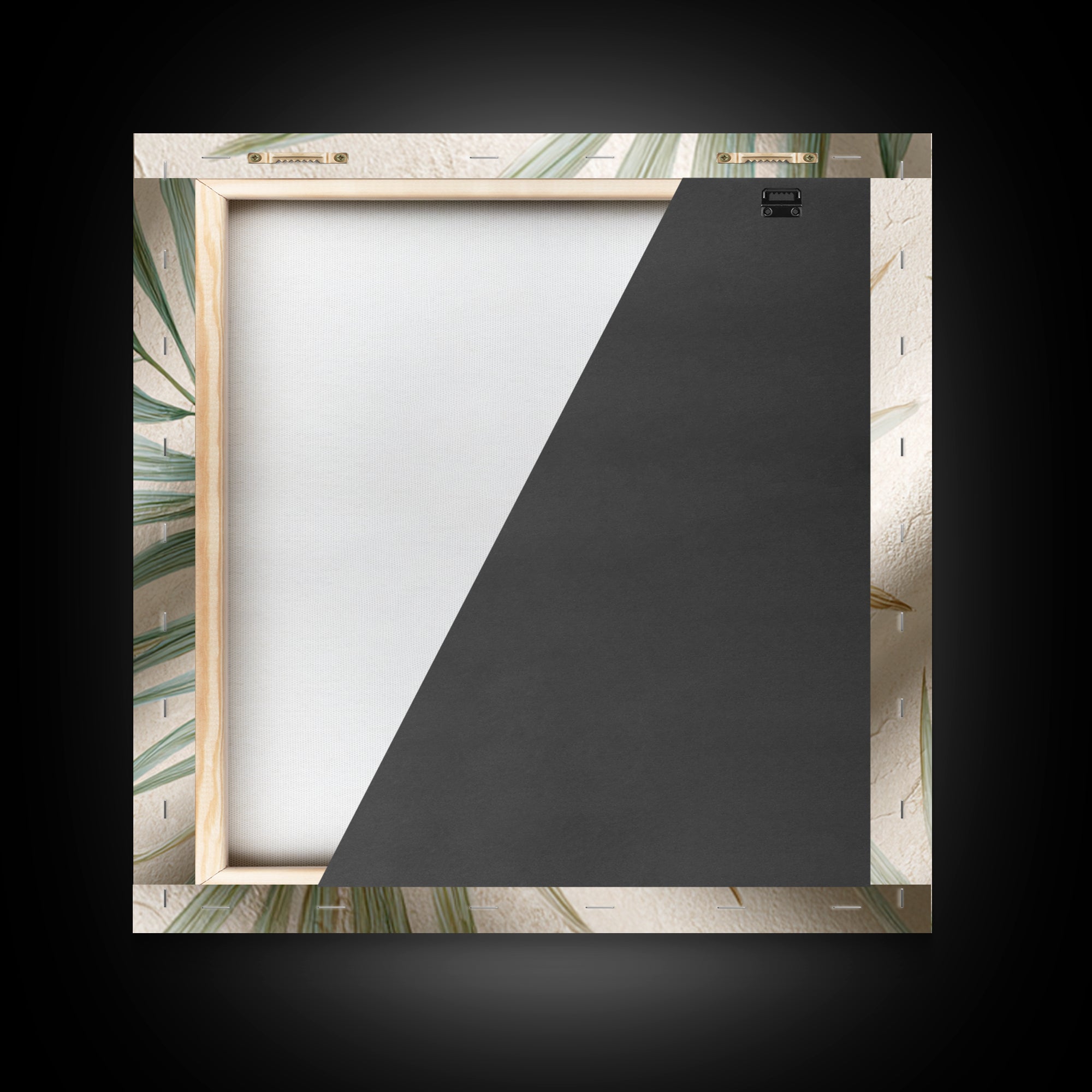 Tropical Palm Leaf Wall Art, Soft Green Beige Canvas Print, Coastal Botanical Decor, Boho Spa Bathroom Wall Decor For Relaxing Home Decor
