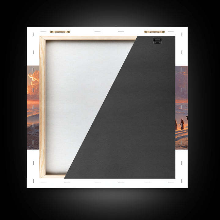 Sunset Desert Caravan Canvas Print, Panoramic Landscape Wall Art, Southwestern Decor, Long Horizontal Art, Travel Gift Idea