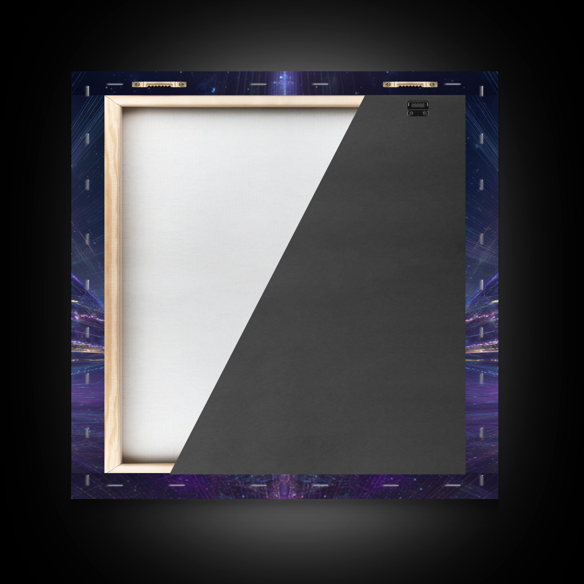 Cosmic Pyramid Portal Celestial Wall Art, Mystical Purple Galaxy Framed Canvas Print For Spiritual Meditation Decor