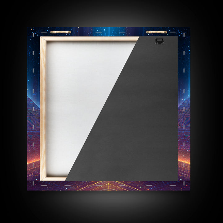 Luminous Pyramid In Space Wall Art, Futuristic Cosmic Landscape Canvas Print, Sci Fi Galaxy Decor For Gaming Or Media Room