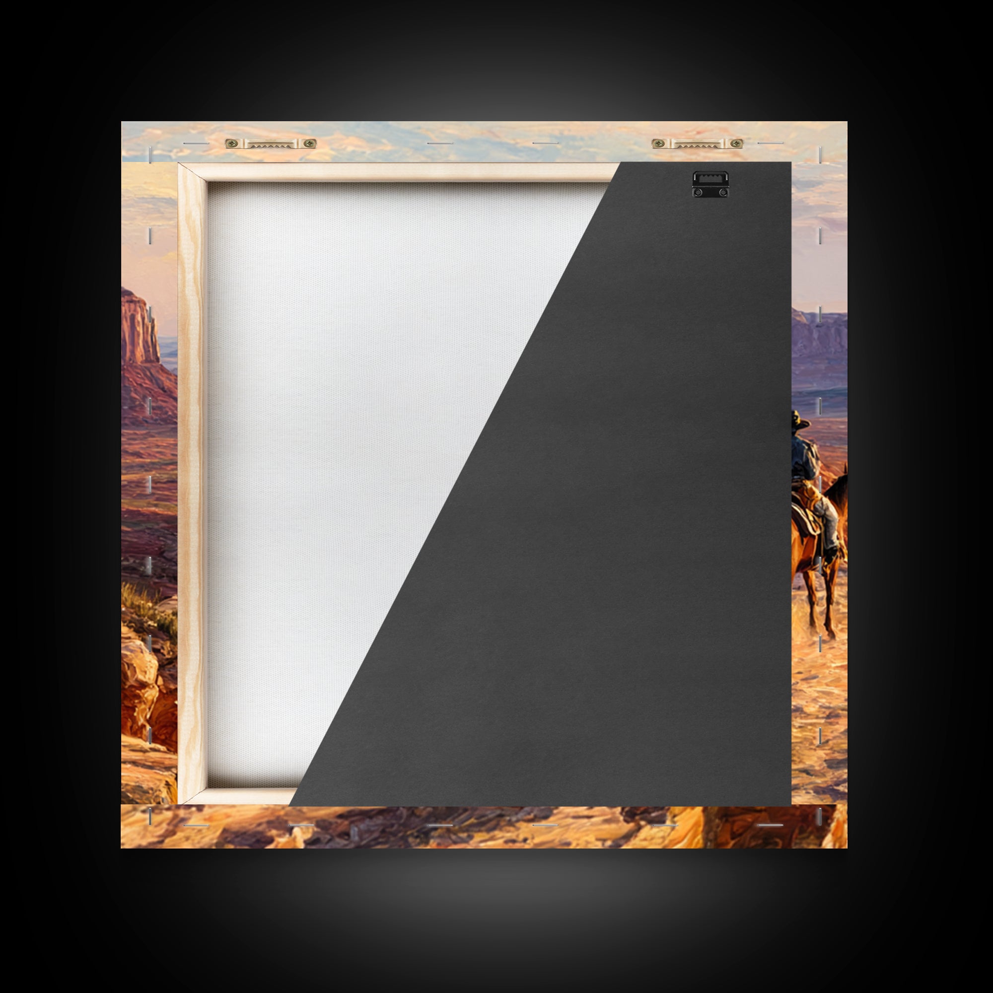 Cowboy Overlooking Monument Valley Wall Art, Western Desert Landscape Canvas Print For Rustic Western Home Decor