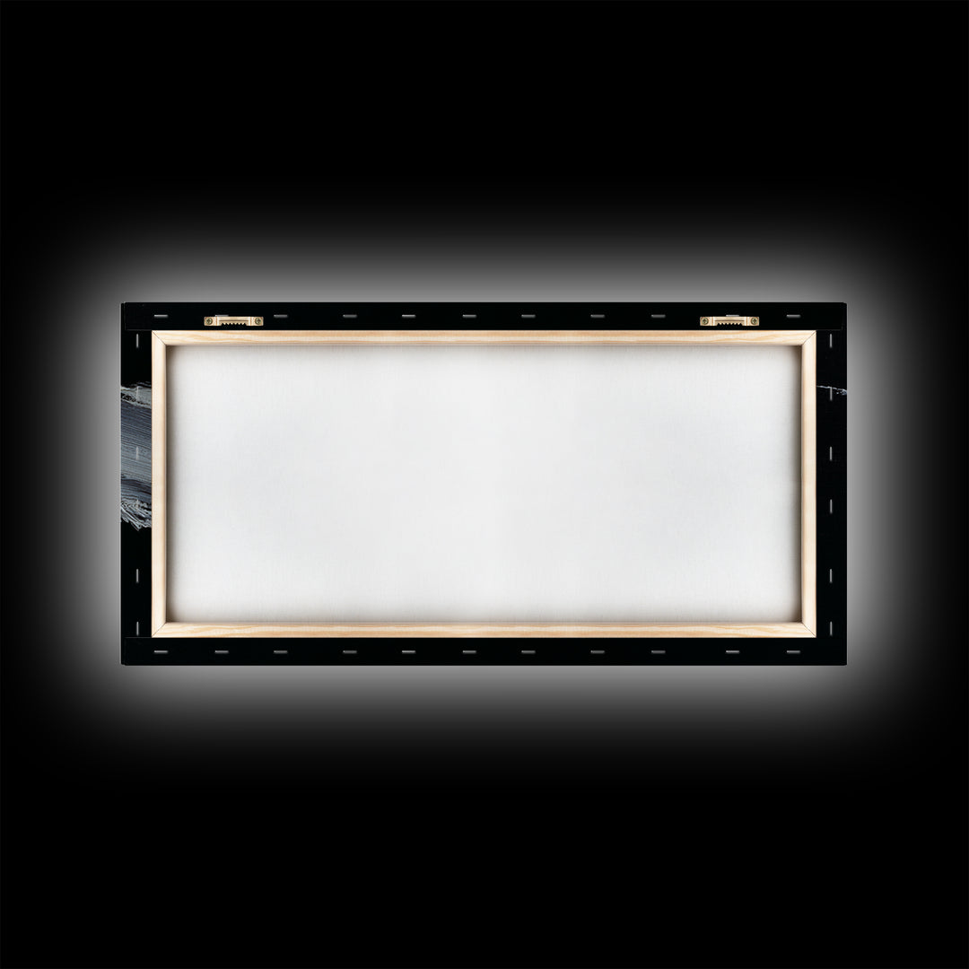 Abstract Bold White Brushstroke On Black Background Modern Wall Art, Canvas Print For Contemporary Home Decor And Office Decoration