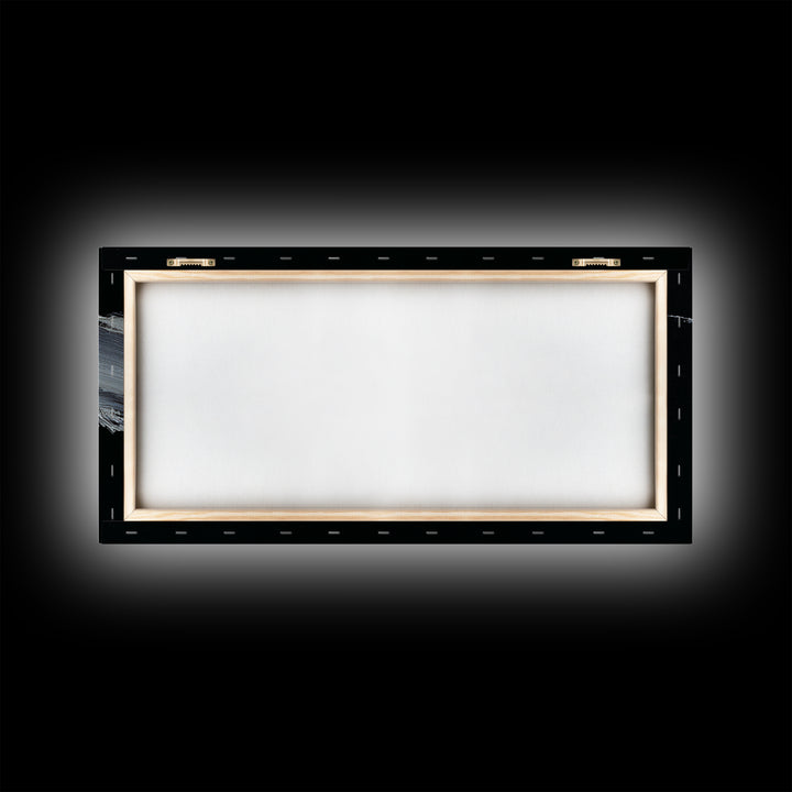Abstract Bold White Brushstroke On Black Background Modern Wall Art, Canvas Print For Contemporary Home Decor And Office Decoration