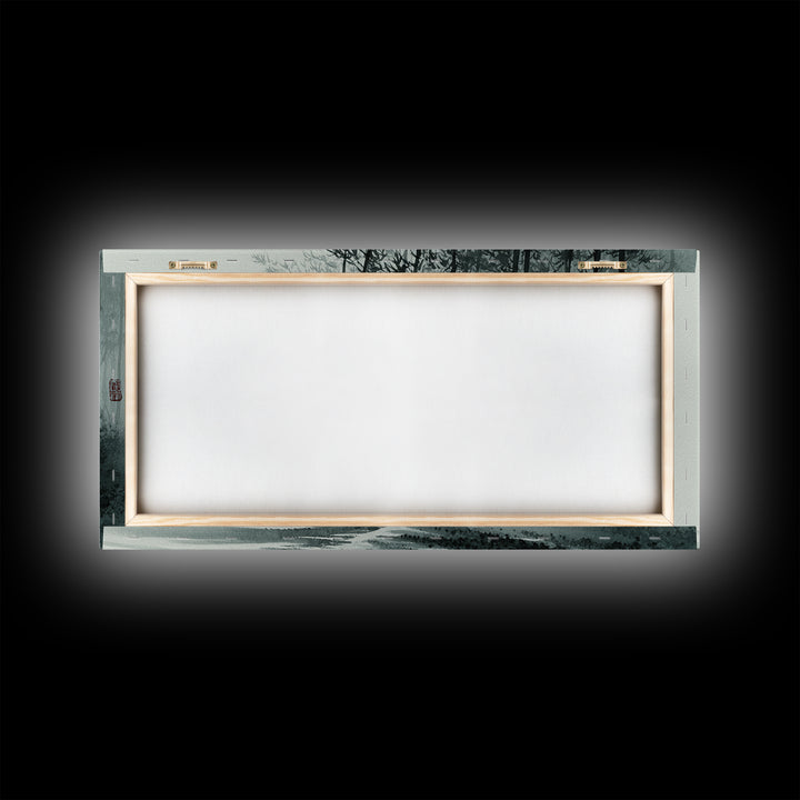 Digital Futuristic Neon Cityscape At Dusk Cyberpunk Wall Art Framed Canvas Print For Modern Urban Decor