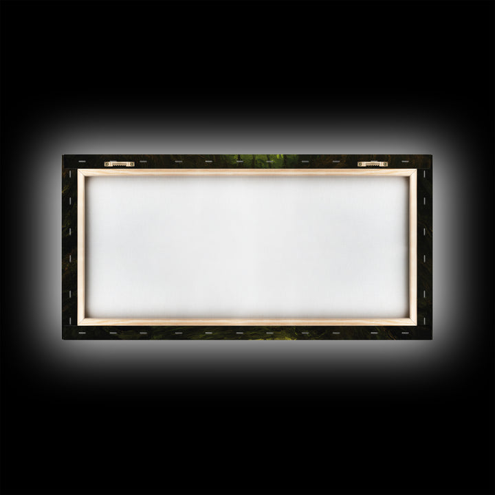 Adventurers Discover Floating Green Cube Canvas Print, Fantasy Cavern Wall Art, Dnd Decor, Gaming Room Art, Unique Gift Idea
