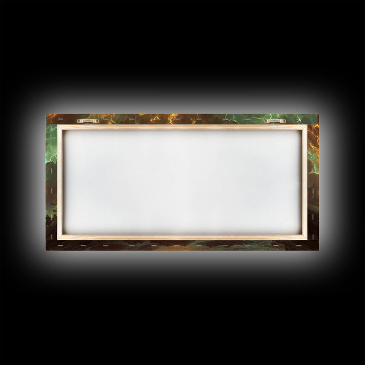 Soaring Wizards And Golden Magic Portal Wall Art, Mystical Fantasy Landscape, Spellcaster Canvas Print, Gaming Room Decor
