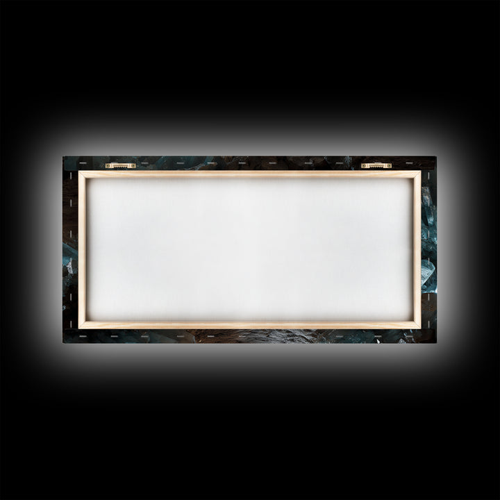 Glowing Crystal Cave Fantasy Canvas Print, Blue Quartz Cavern Wall Decor, Mystical Landscape Art, Unique Gamer Room Gift