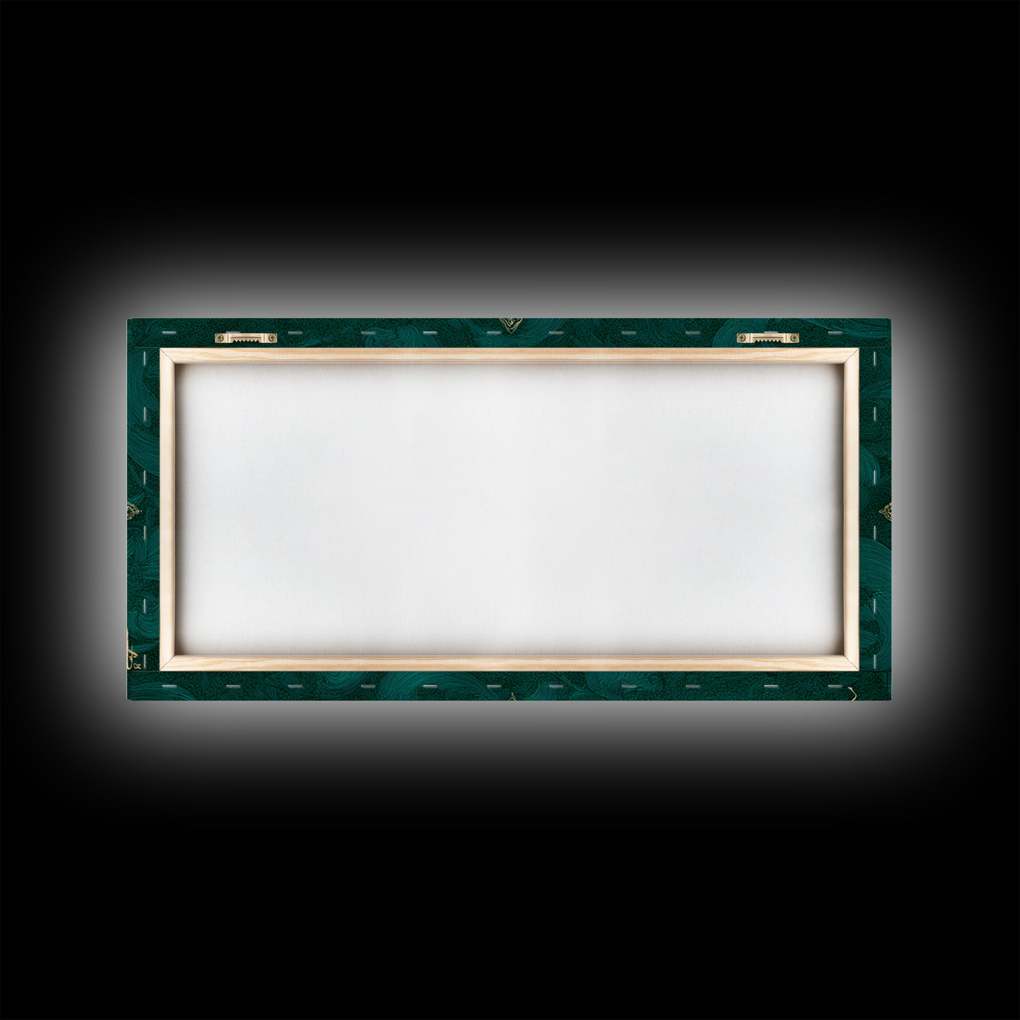Emerald Gold Arabic Calligraphy Framed Canvas Print, Islamic Wall Art, Teal Green Wall Decor, Elegant Spiritual Home Decor Gift